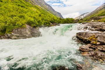 Naklejka na ściany i meble Videfossen waterfall in Norway