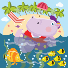 Swimming Cartoon Vector Illustration