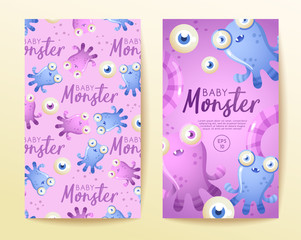 Colorful Cute  Monsters Set : Vector Illustration