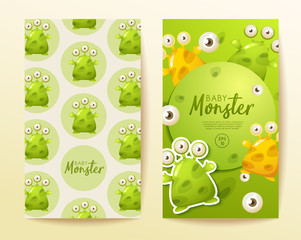 Colorful Cute  Monsters Set : Vector Illustration