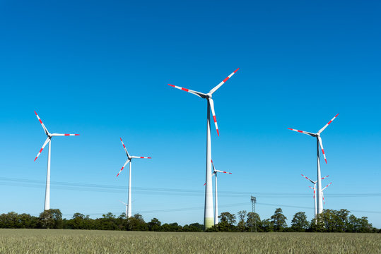 Wind power in the fields seen in rural Germany