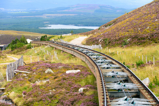 Funicular train tracks in Cairngorm national park