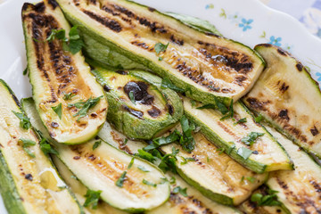 Plate of grilled zucchini