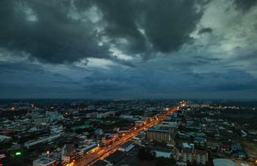 Fototapeta na wymiar City view at night ,korat thailand