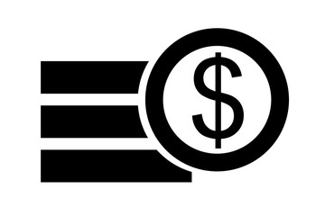 Simple Icon, Stack of Dollar Coin, Isolated on White