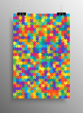 Color Puzzle Pieces - JigSaw - Vector Illustration