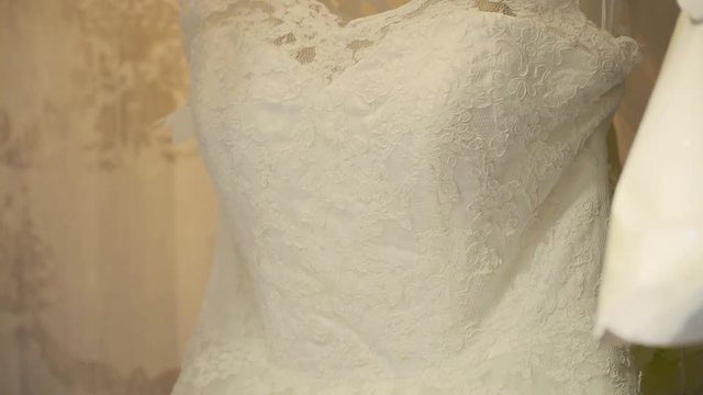 Wedding dress awaiting the bride