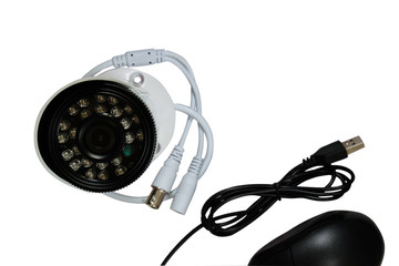surveillance camera on a white background.
