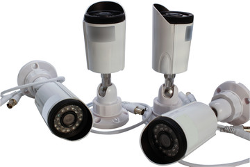 surveillance camera on a white background.