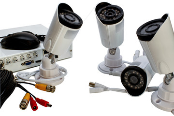 surveillance camera on a white background.