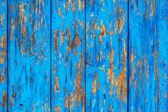 Blue Weather Worn Wooden Texture With Paint Peeling Off