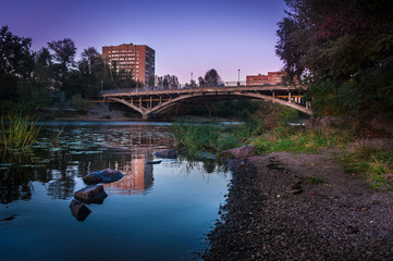 Fototapeta premium High Dynamic Range Imaging. Metro bridge. Kiev, Ukraine