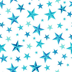 Star seamless pattern. Blue retro background. Chaotic elements. Abstract geometric shape texture. Effect of sky. Design template for wallpaper,wrapping, textile. Vector Illustration