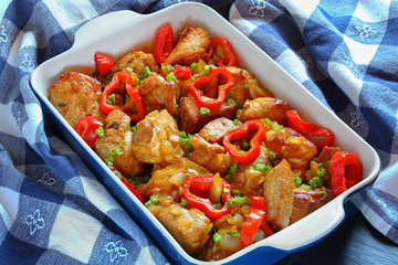 tasty pork meat roast with onion