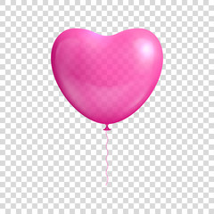 Heart shaped balloon transparent isolated. Heart shaped balloon transparent isolated on a transparent background for designers and illustrators. Romantic surprise in the form of a vector illustration