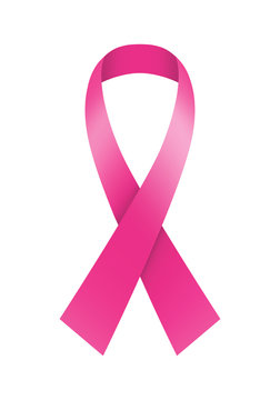 Breast cancer awareness month - oktober. Pink ribbon symbol of hope and support. Vector illustration on white background
