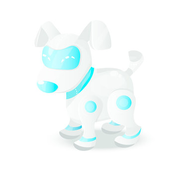 Object In The Form Of Toy Robot Dog. Vector Contour.