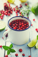cranberry drink on wooden surface
