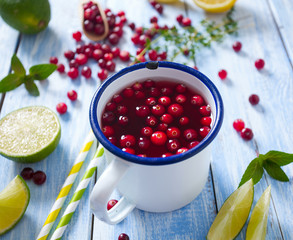 cranberry drink on wooden surface