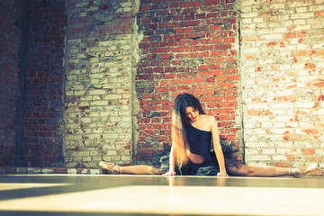 Ballerina dancing indoor, vintage. Healthy lifestyle ballet © petunyia