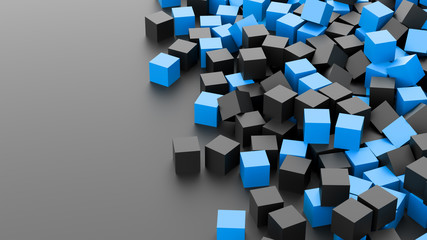 Black and blue cubes background. 3D Rendering.