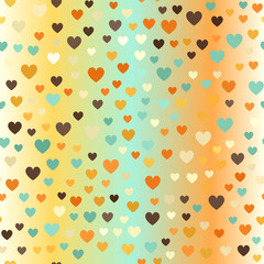 Glowing retro heart patterrn. Seamless vector love background