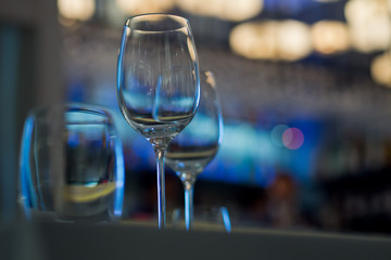 Empty glasses wine in restaurant