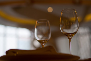 Empty glasses wine in restaurant