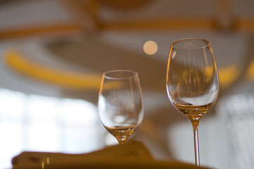 Empty glasses wine in restaurant