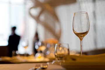 Empty glasses wine in restaurant