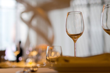 Empty glasses wine in restaurant