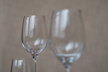 Empty glasses wine in restaurant