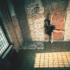 Ballerina dancing indoor, vintage. Healthy lifestyle ballet © petunyia