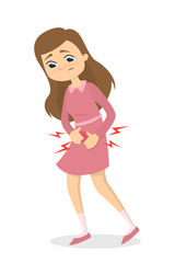 Woman with abdominal pain.