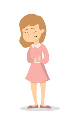 Woman with stomachache.