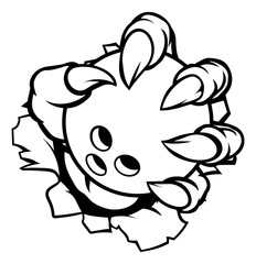 Monster animal claw holding Ten Pin Bowling Ball