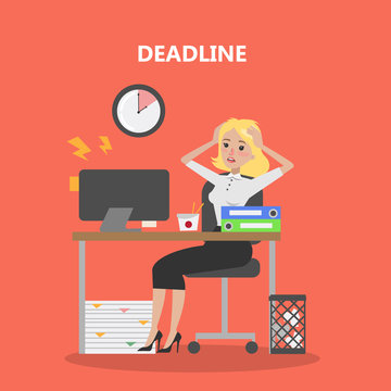 Businesswoman with deadline.