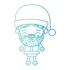 santa claus man kawaii full body cartoon smiling expression with hat on gradient color silhouette from blue to purple