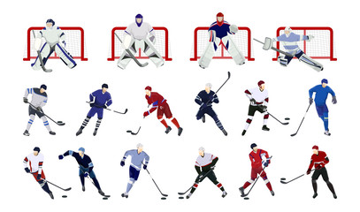 Fototapeta na wymiar Hockey players set.