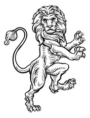 Lion Standing Rampant On Hind Legs