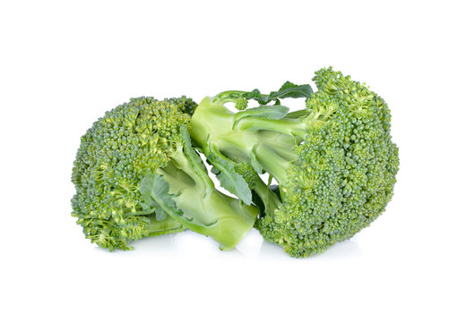 fresh broccoli on white background