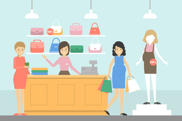 Inside maternity shop.