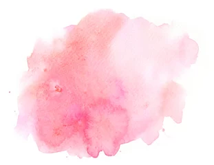Fotobehang Abstract pink watercolor background texture on white, hand painted on paper © guykantawan