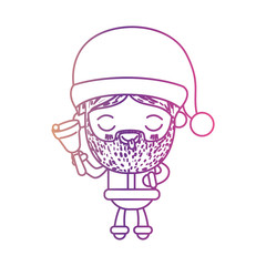 santa claus cartoon holding hand bell face expression tongue out on gradient color silhouette from yellow to fuchsia