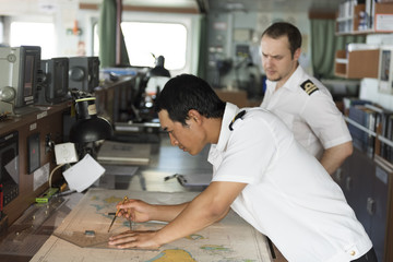 Senior Navigation Officer Training a Junior Officer