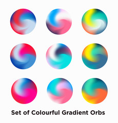 Set of colorful futuristic orbs