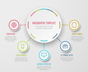 Fototapeta premium Round chart infographic with steps progress vector template for business report and analytical presentation