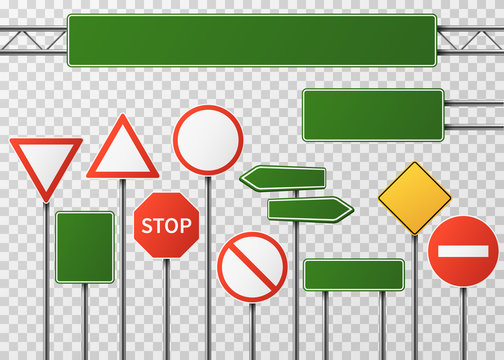 Naklejki Blank street traffic and road signs vector set isolated