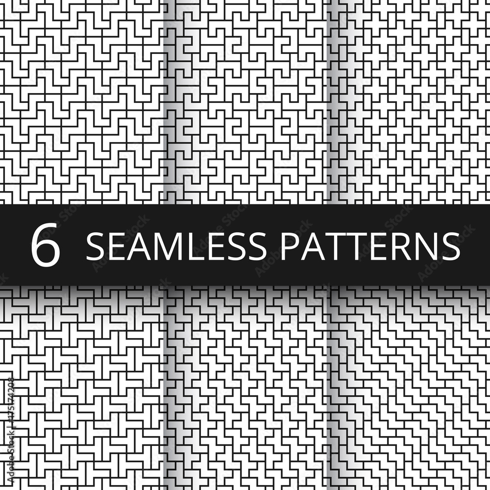 Poster simple geometric vector abstract seamless patterns. monochrome geometrical wallpaper repeating print
