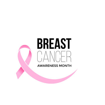 Breast cancer awareness month symbol emblem with vector pink ribbon sign on white background. Vector bow support icon for people fighting against cancer
